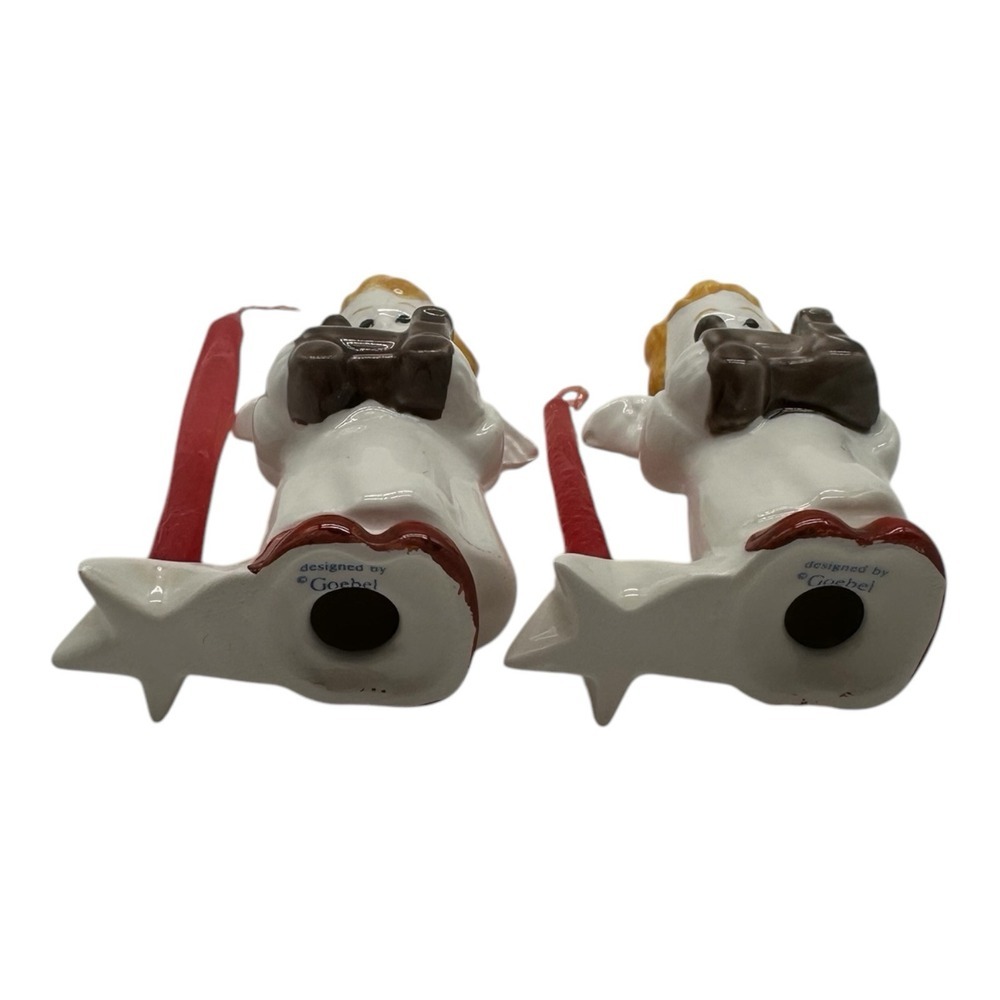 Pair of Vintage Goebel Christmas Candle‎ Holders Angel w/ Toy Train 2.5" Tall #2 - Picture 6 of 6